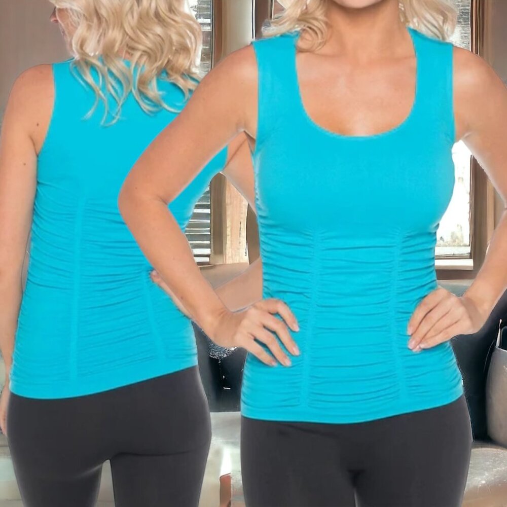 NWT LAST TANGO ( S/M ) Ruched Seamless 3 Panel Snug Slim Fit Top